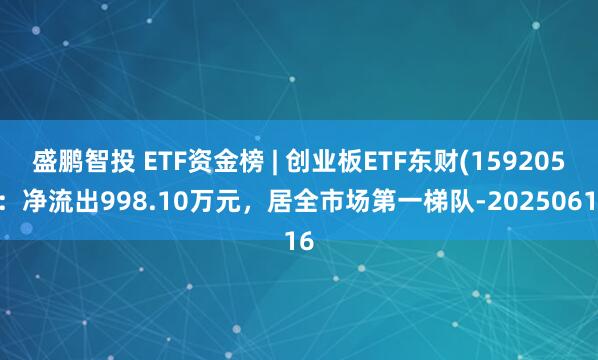 盛鹏智投 ETF资金榜 | 创业板ETF东财(159205)：净流出998.10万元，居全市场第一梯队-20250616